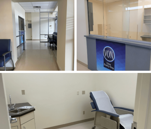 photo of the clinic, hallway, and reception areas